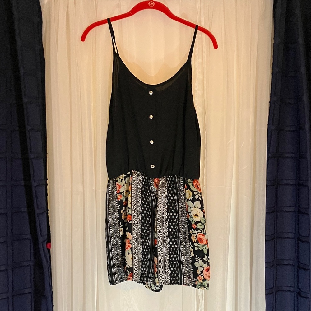 Poetry Black and Floral Romper